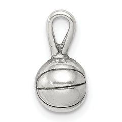 Sterling Silver 925 Antiqued Basketball Charm with Polished Finish.