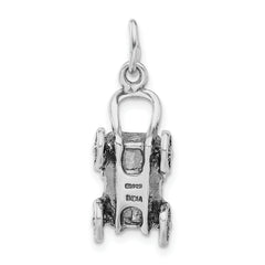Sterling Silver 925 Baby Buggy Charm with Antique Finish 3D Design