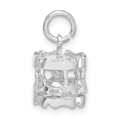 Sterling Silver 925 Carousel Charm with Moveable 3D Design Polished Finish