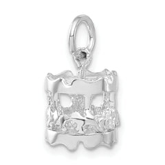 Sterling Silver 925 Carousel Charm with Moveable 3D Design Polished Finish