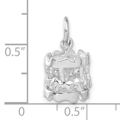 Sterling Silver 925 Carousel Charm with Moveable 3D Design Polished Finish