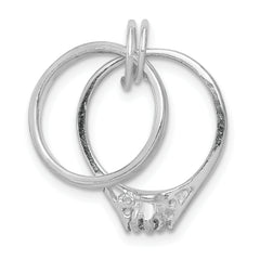 Sterling Silver 925 Rhodium-Plated Wedding Ring Charm with Polished Finish