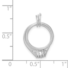 Sterling Silver 925 Rhodium-Plated Wedding Ring Charm with Polished Finish
