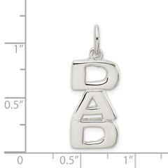 Sterling Silver 925 DAD Charm Polished Finish Men's Pendant