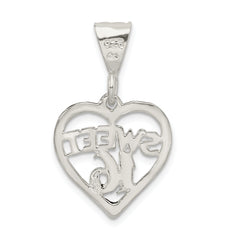 Sterling Silver 925 Sweet 16 Heart Charm with Polished Finish