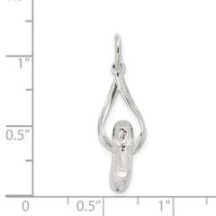 Sterling Silver 3D Ballet Slipper Charm with Polished Anti-Tarnish Finish