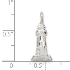 Sterling Silver 925 Lighthouse Charm with Polished Anti-Tarnish Finish