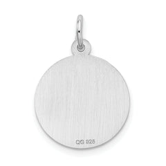 Sterling Silver 925 Graduation Disc Charm with Rhodium Plating, Engravable