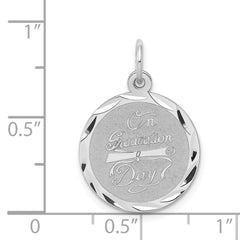 Sterling Silver 925 Graduation Disc Charm with Rhodium Plating, Engravable