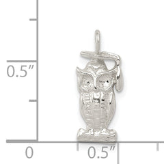 Sterling Silver 925 Graduation Owl Charm with Anti-Tarnish Finish
