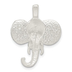 Men's 925 Sterling Silver Elephant Head Charm with Diamond-Cut Satin Finish
