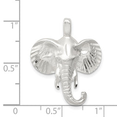 Men's 925 Sterling Silver Elephant Head Charm with Diamond-Cut Satin Finish