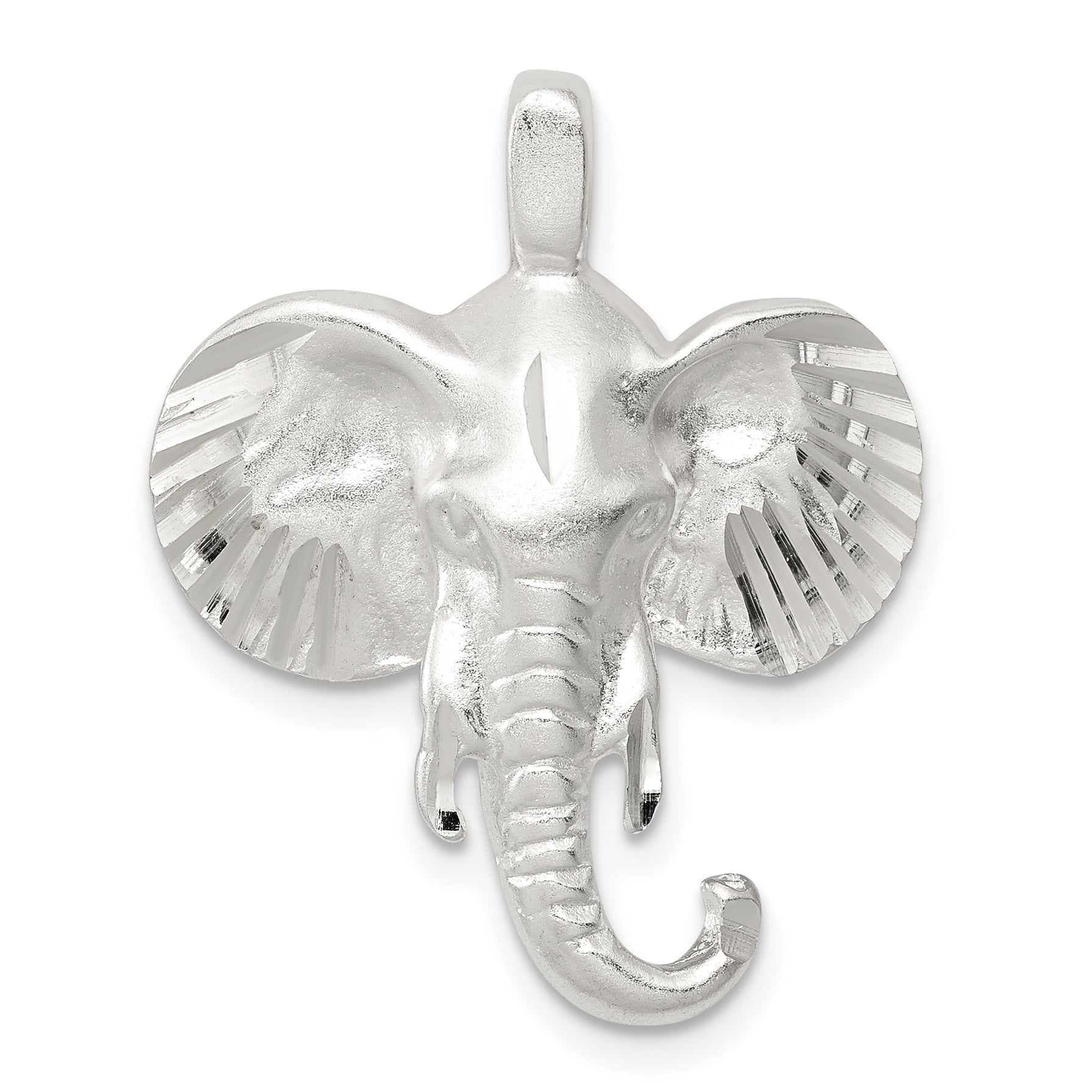 Sterling Silver Satin Elephant Head Charm