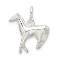925 Sterling Silver 3D Horse Charm with Polished Finish 20mm
