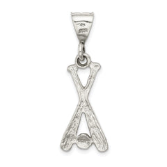 Sterling Silver 925 Baseball Charm with Two Bats & Ball Polished