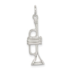 Sterling Silver 925 Trumpet Charm with Polished Anti-Tarnish Finish 3D Design