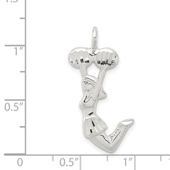 Sterling Silver 925 Cheerleader Charm with Polished Anti-Tarnish Finish