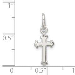 Sterling Silver 925 Fleur De Lis Cross Charm with Polished Anti-Tarnish Finish for Children