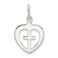 Sophia Jewelers Polished 925 Sterling Silver Cross Heart Charm with Anti-Tarnish Finish