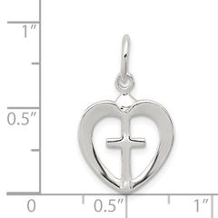 Sophia Jewelers Polished 925 Sterling Silver Cross Heart Charm with Anti-Tarnish Finish