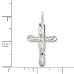 Sterling Silver 925 Polished Cross Pendant with Anti-Tarnish Finish Solid Cast
