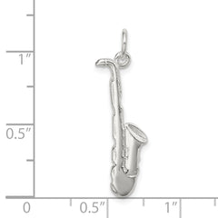 Sterling Silver 925 Saxophone Charm with Polished Finish and Anti-Tarnish Coating
