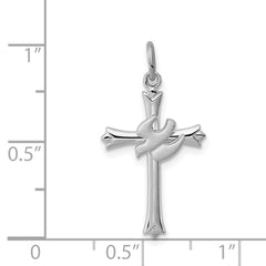Sterling Silver 925 Polished Holy Spirit Cross with Dove Charm