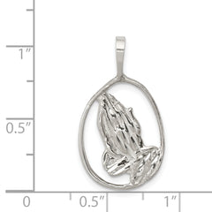Sterling Silver 925 Praying Hands Pendant with Polished Finish Elegant Design