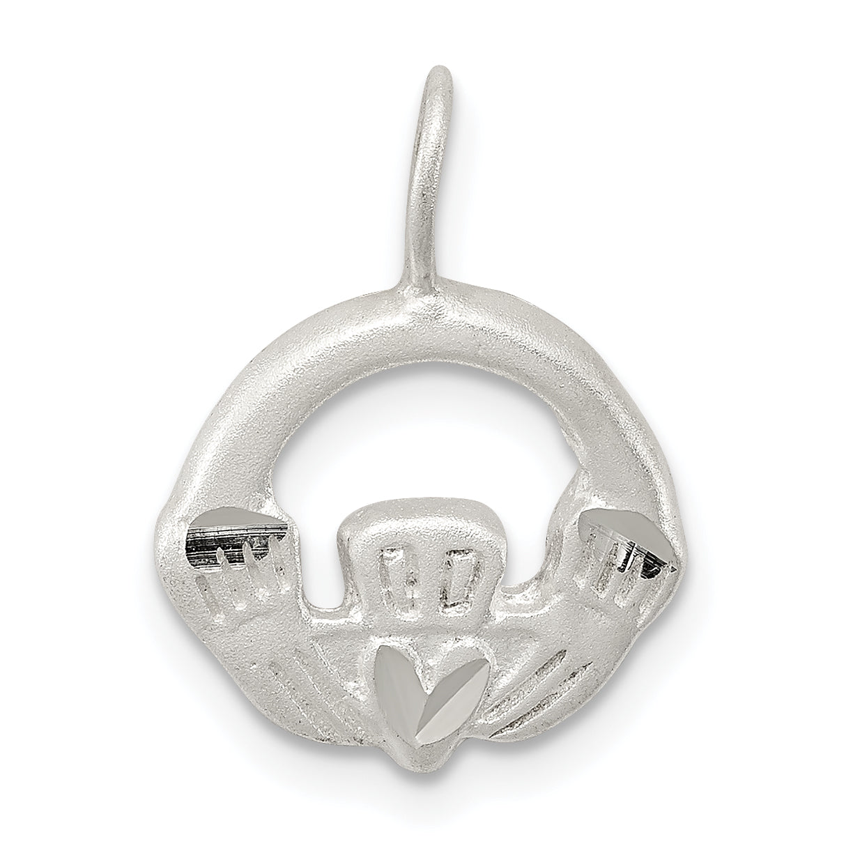 Sterling Silver Satin Claddagh Charm