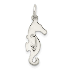 Sterling Silver 925 Seahorse Charm with Polished Finish and Flat Back Design