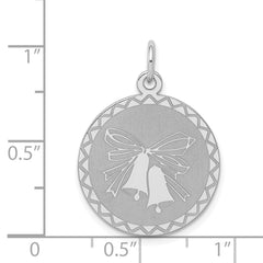 Sterling Silver 925 Rhodium-Plated Engravable Wedding Bells Charm Polished Finish