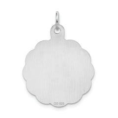 Sterling Silver Rhodium-Plated Engravable Disc Charm Polished Finish