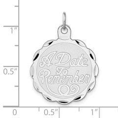 Sterling Silver Rhodium-Plated Engravable Disc Charm Polished Finish