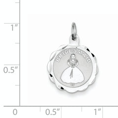 Sterling Silver 925 Rhodium-Plated Bridesmaid Charm Engravable Elegant Gift
