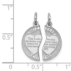 Sterling Silver 925 Rhodium-Plated Engravable Mizpah Charm Polished, Gift Ready.