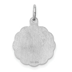 Sterling Silver 925 Engravable Heart Charm with Polished Rhodium Finish