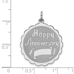 Sterling Silver 925 Rhodium-Plated Engravable Happy Anniversary Charm