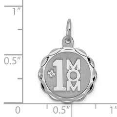 Sterling Silver Rhodium-Plated #1 Mom Charm with Polished Finish Elegant Gift