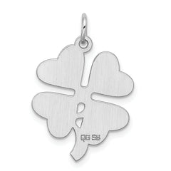 Sterling Silver 925 Rhodium-Plated 4-Leaf Clover Charm Polished Finish