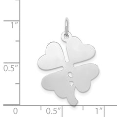 Sterling Silver 925 Rhodium-Plated 4-Leaf Clover Charm Polished Finish