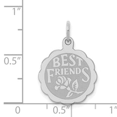Sterling Silver Rhodium-Plated Best Friends Charm Polished Finish