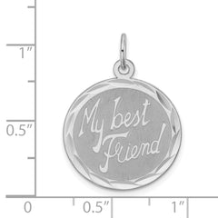Sterling Silver Rhodium-Plated Best Friend Charm Polished Finish