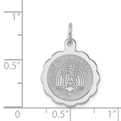 Sterling Silver Rhodium-Plated Confirmation Charm with Polished Finish