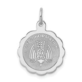 Sterling Silver Rhodium-plated My Confirmation Disc Charm