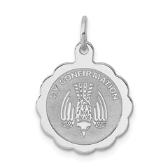 Sterling Silver Rhodium-plated My Confirmation Disc Charm
