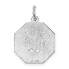 Sterling Silver 925 Rhodium-Plated Confirmation Charm with Polished Finish