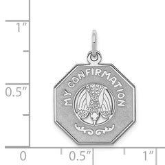Sterling Silver 925 Rhodium-Plated Confirmation Charm with Polished Finish