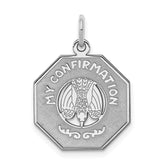Sterling Silver Rhodium-plated My Confirmation Disc Charm