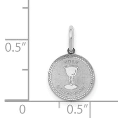 925 Sterling Silver Rhodium-Plated Holy Communion Charm, Polished & Engravable