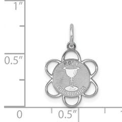 Sterling Silver Rhodium-Plated Holy Communion Charm with Polished Finish